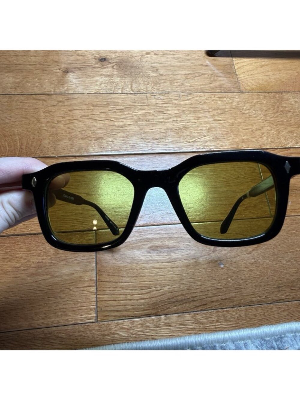 AIRE Black Rectangle Sunglasses Green Lens Retro Unisex Classic Trendy UV - Picture 3 of 9